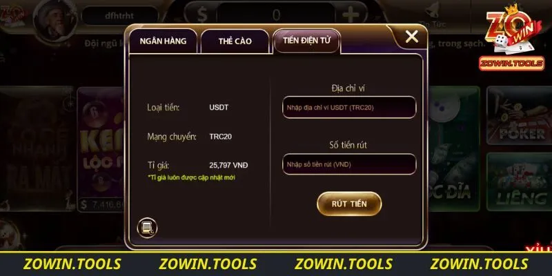 Thời gian xử lý rút tiền Zowin tốc độ và sự linh hoạt