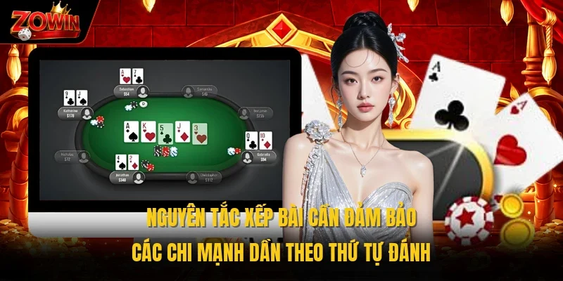Nguyên tắc xếp bài cần đảm bảo các chi mạnh dần theo thứ tự đánh